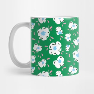 Chunky Pop Corn floral pattern on Bright green background Mug